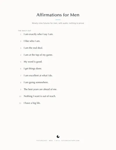 First page of the Affirmations for Men PDF.