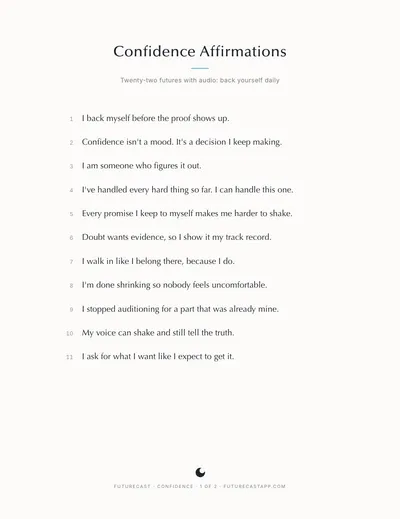 First page of the Confidence Affirmations PDF.
