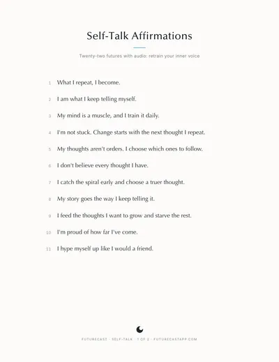 First page of the Self-Talk Affirmations PDF.
