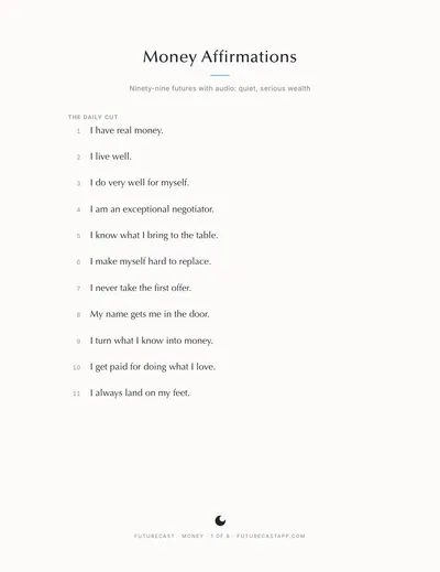 First page of the Money Affirmations PDF.