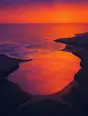 Grainy gradient illustration: A rock tide pool filling as a slow wave comes in, sunset color caught in the new water.