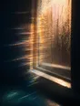 Prism-light photograph: A window just cleaned with the wet glass still beaded, hard sun straight through it.