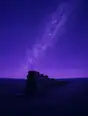 Grainy gradient illustration: A half-built dry stone wall running into a starlit field, handsome exactly as it stands.